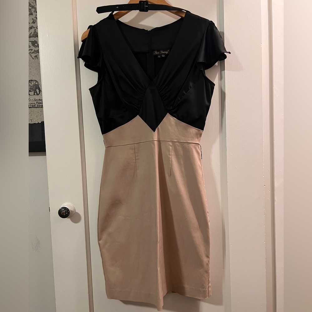 Stop Staring Black and Blush Two-Tone Mini Dress